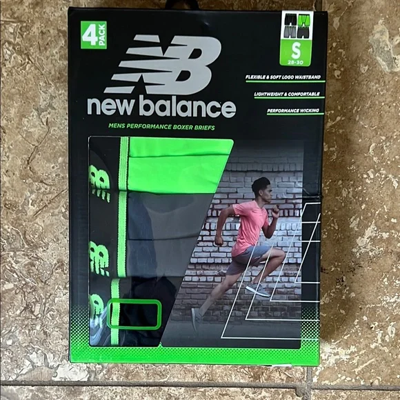 NWT New Balance Men’s Boxer Briefs 4-Pack – Size Small 6" Inseam Performance Fit - Picture 2 of 4